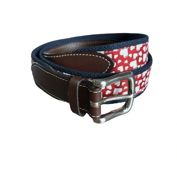 Vineyard Vines Other - Vineyard Vines Men’s Canvas Club Belt Red With Hearts Size 36
